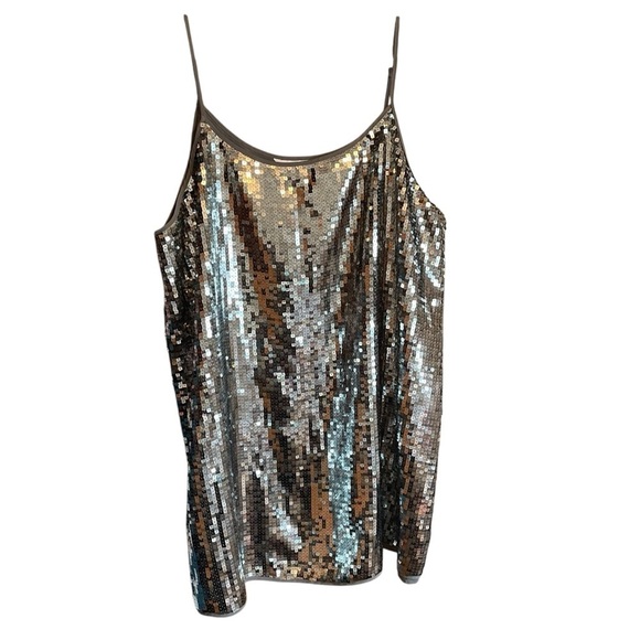 Joe Fresh Blingy Sequin Silver Women's Mini Dress NWT-Size 2X-Lined - Picture 1 of 9